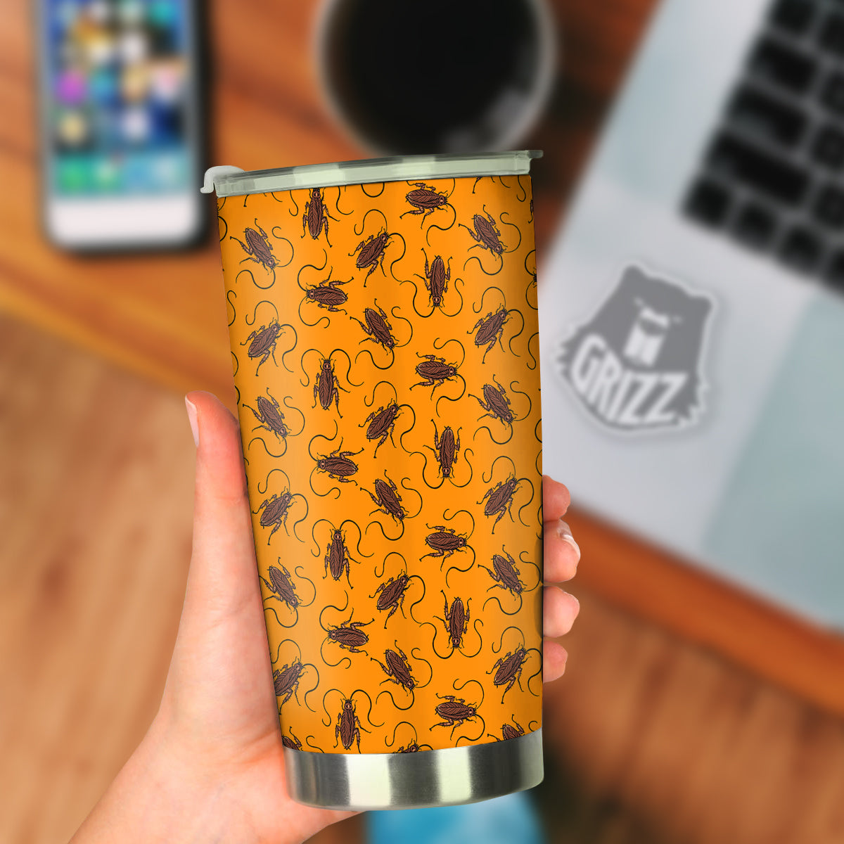 Cockroach Orange Print Pattern Tumbler-grizzshop