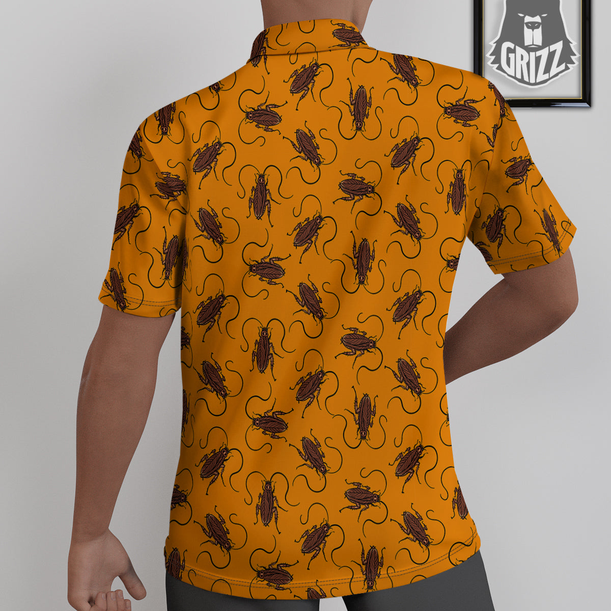 Cockroach Orange Print Pattern Untucked Shirts-grizzshop