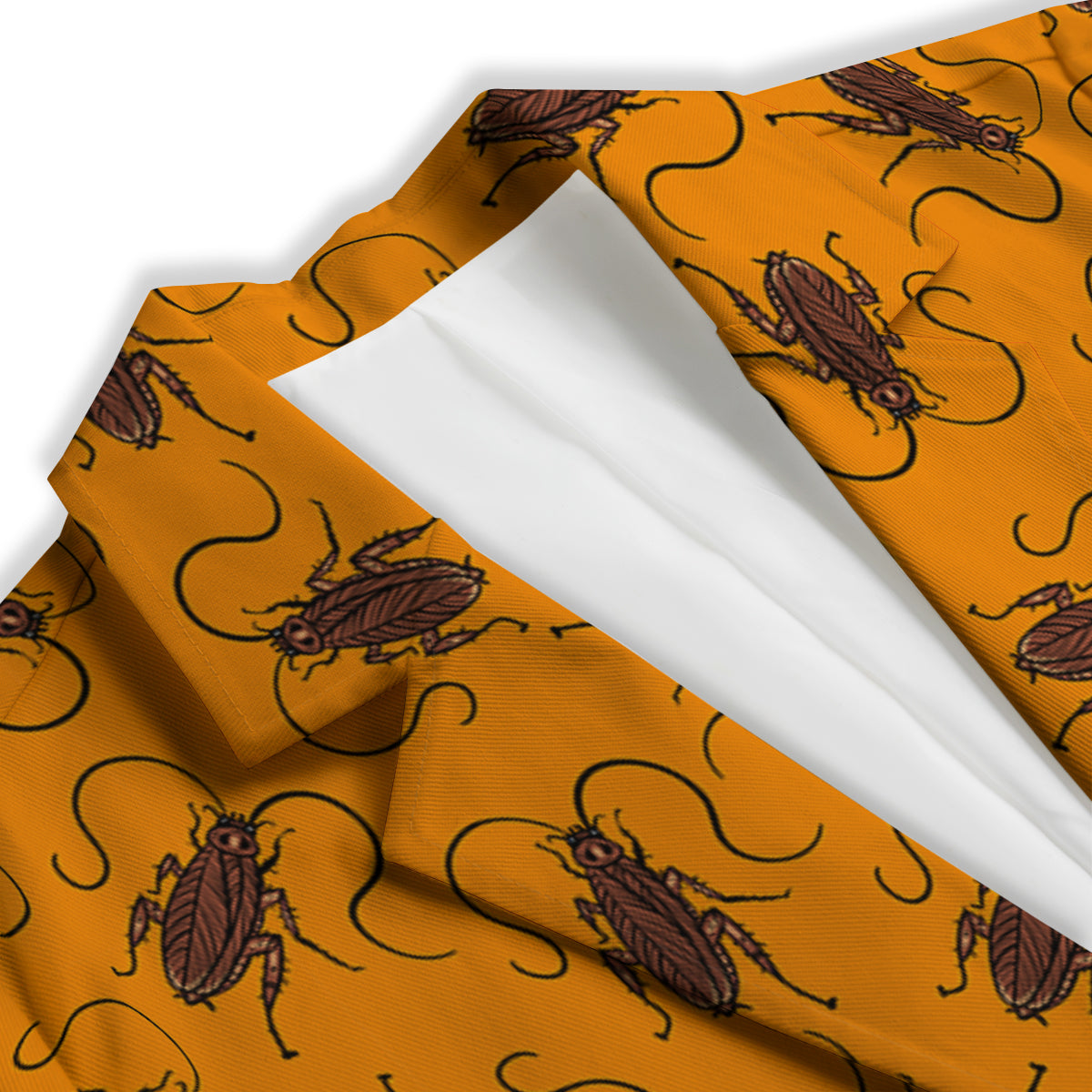 Cockroach Orange Print Pattern Women's Blazer-grizzshop