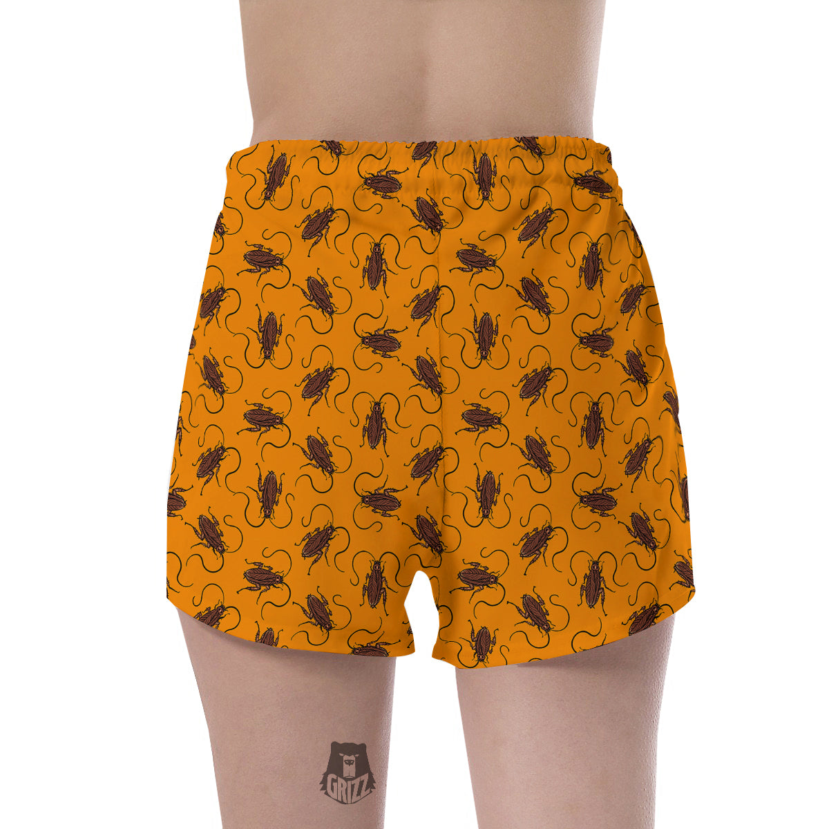 Cockroach Orange Print Pattern Women's Shorts-grizzshop