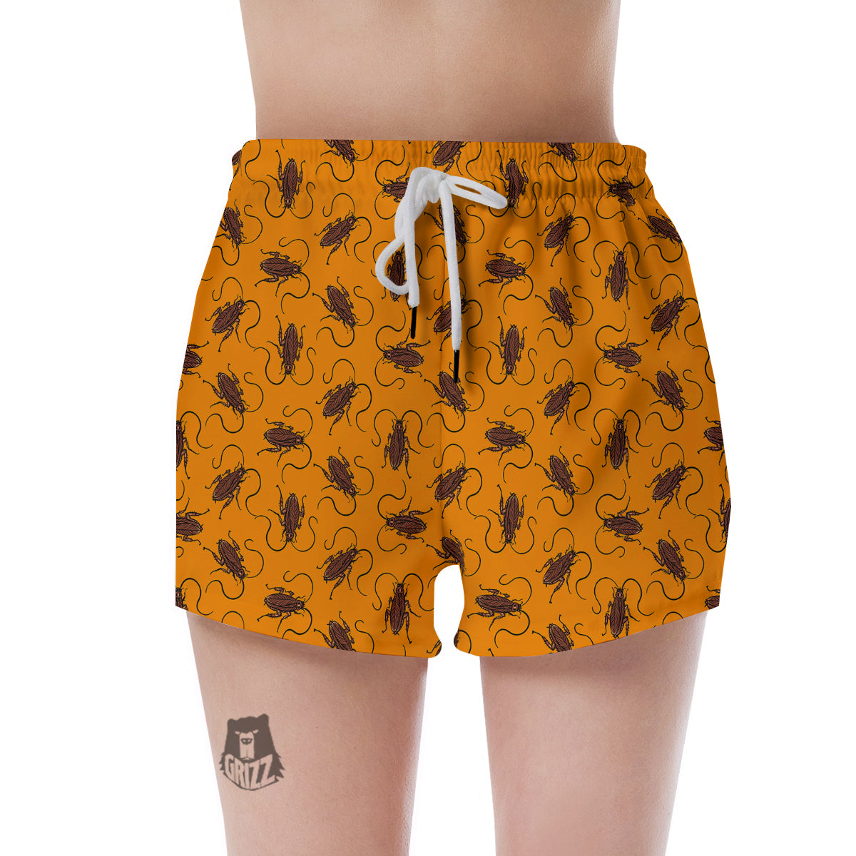 Cockroach Orange Print Pattern Women's Shorts-grizzshop
