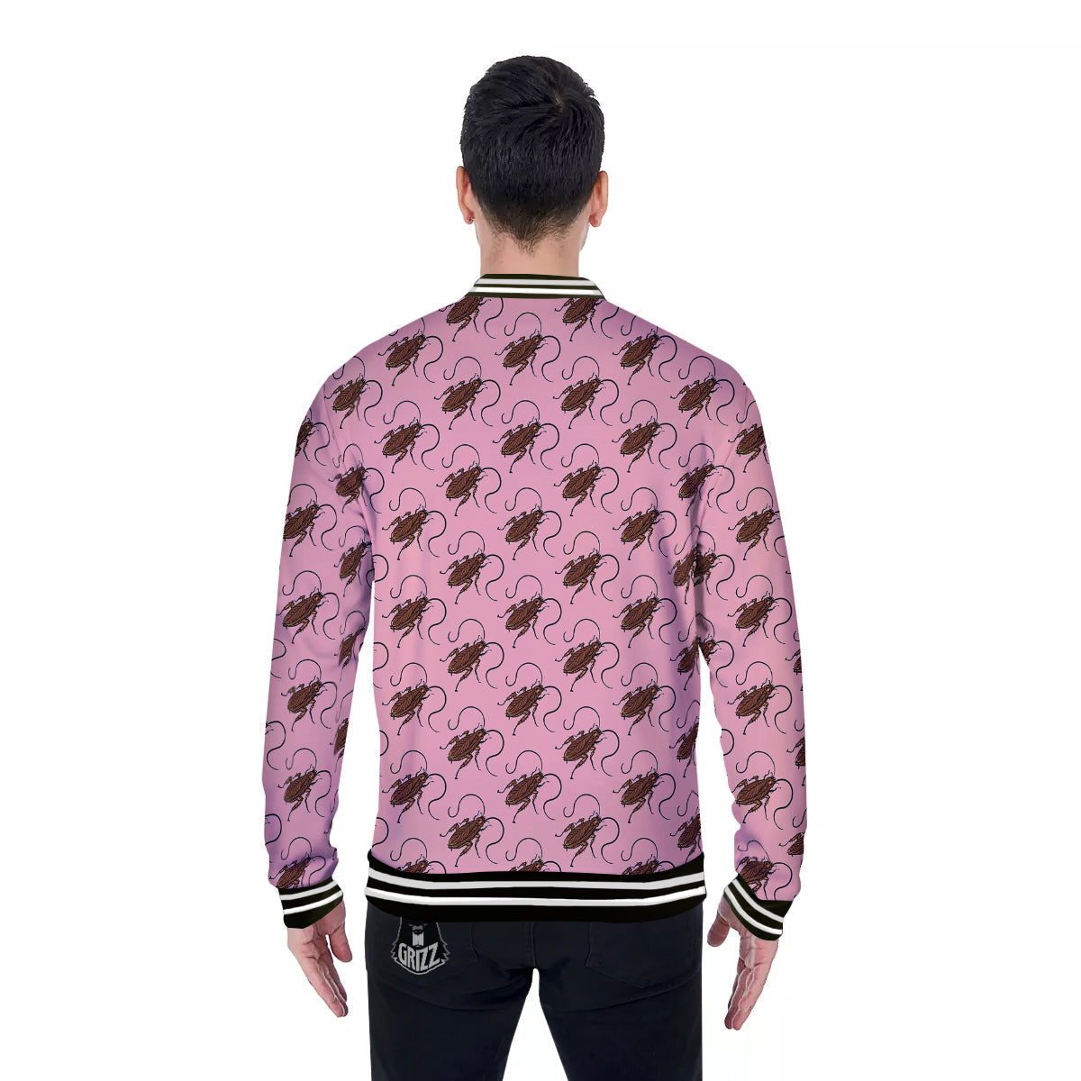 Cockroach Pink Print Pattern Baseball Jacket-grizzshop