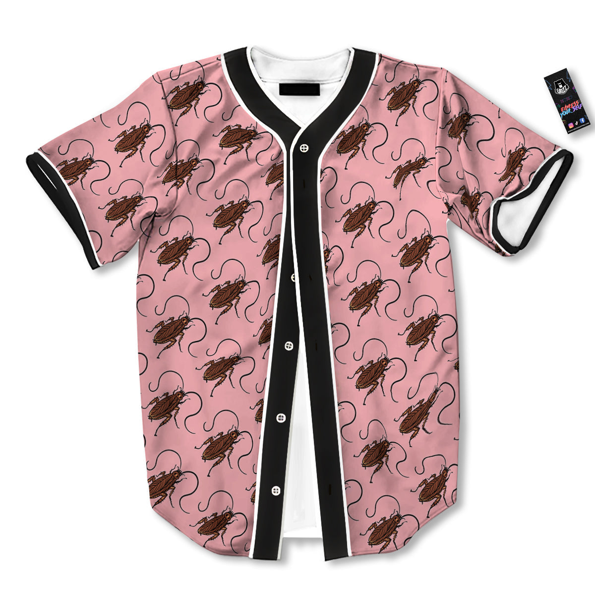 Cockroach Pink Print Pattern Baseball Jersey-grizzshop