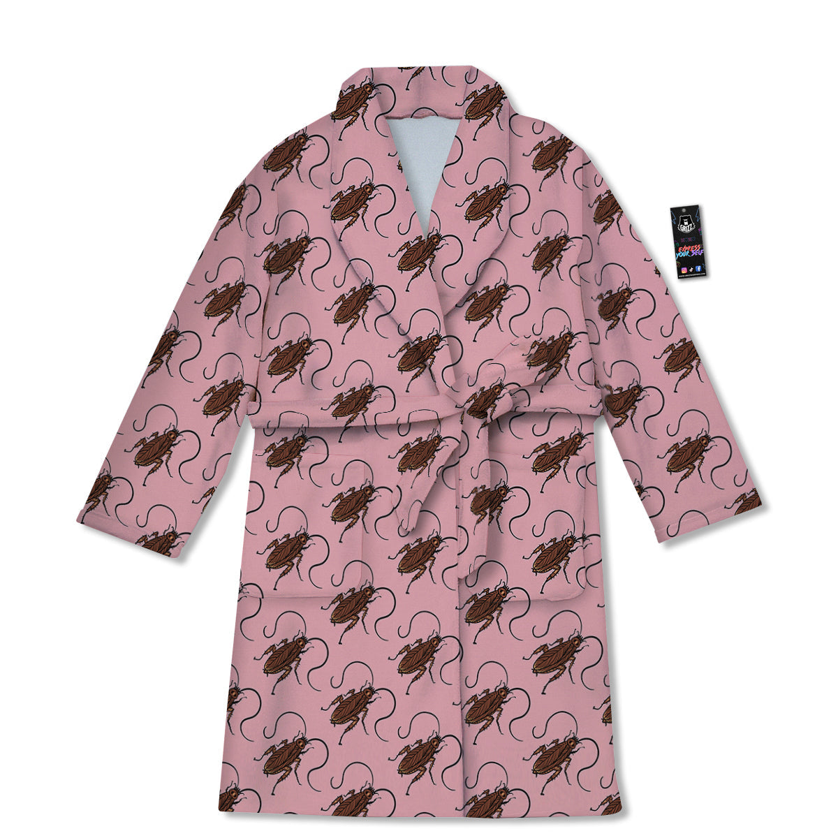 Cockroach Pink Print Pattern Bathrobe-grizzshop