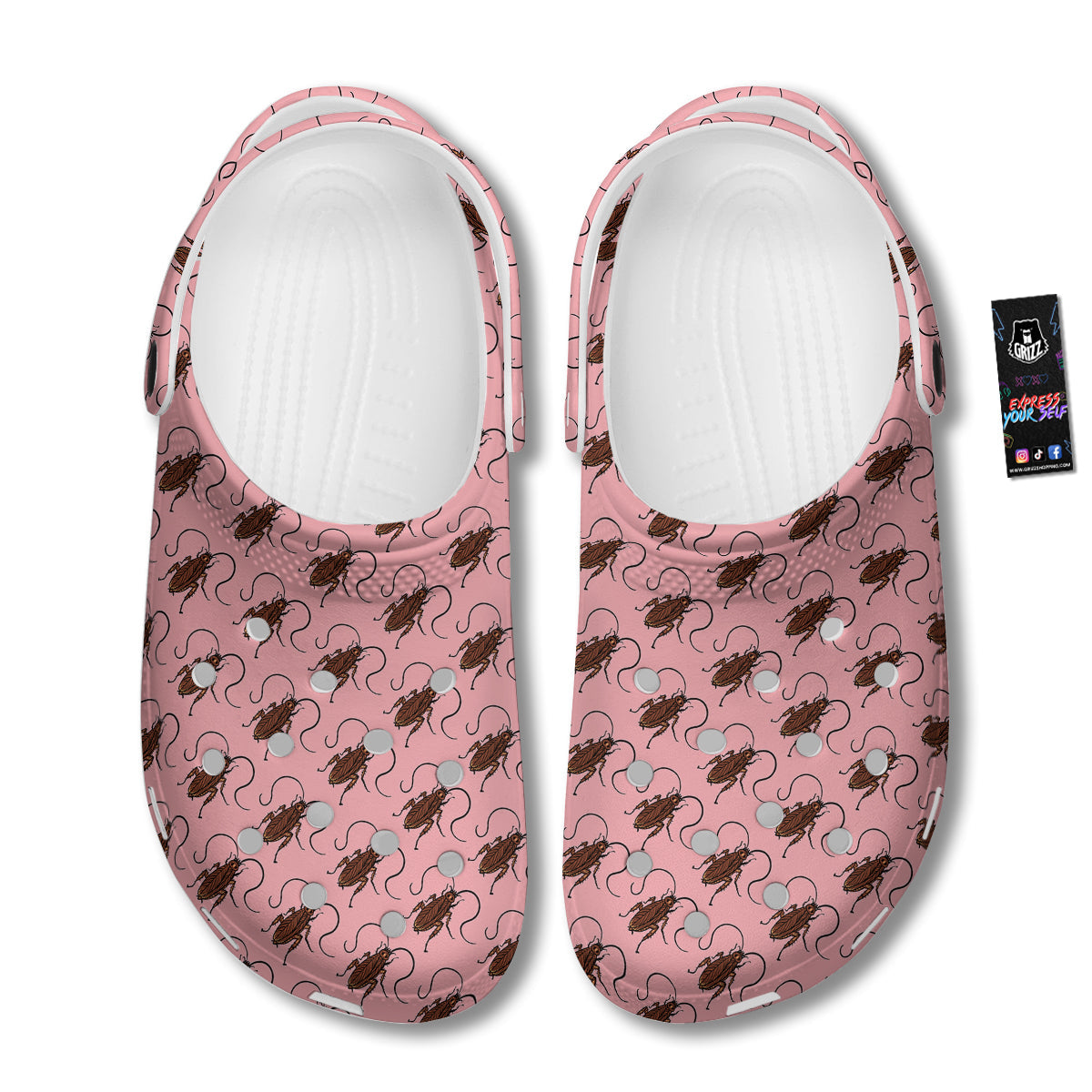 Cockroach Pink Print Pattern Clog-grizzshop