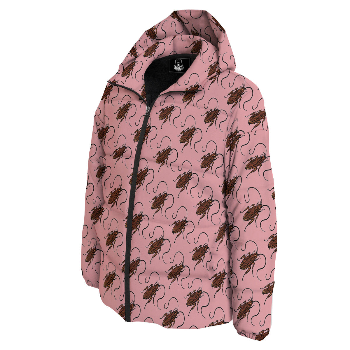 Cockroach Pink Print Pattern Down Jacket-grizzshop