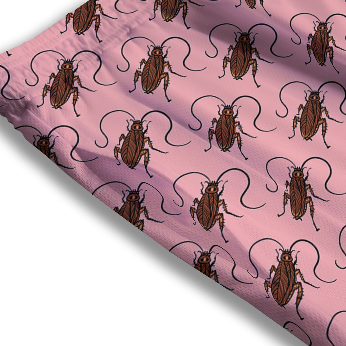 Cockroach Pink Print Pattern Mesh Shorts-grizzshop