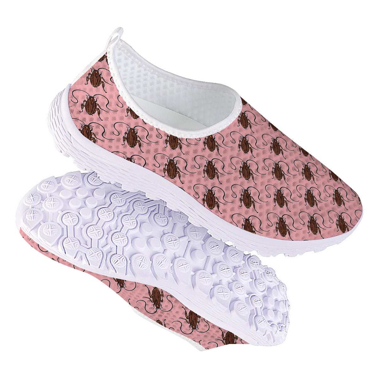 Cockroach Pink Print Pattern Nurse Shoes-grizzshop