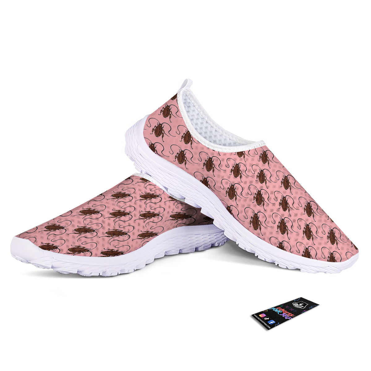 Cockroach Pink Print Pattern Nurse Shoes-grizzshop