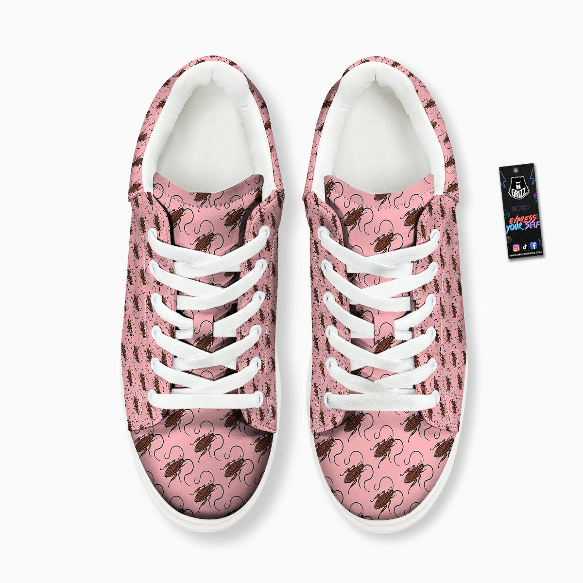 Cockroach Pink Print Pattern Platform Shoes-grizzshop