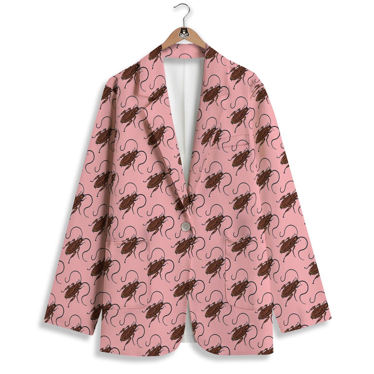 Cockroach Pink Print Pattern Women's Blazer-grizzshop