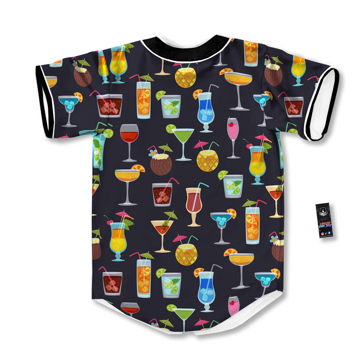Cocktail Exotic Print Pattern Baseball Jersey-grizzshop