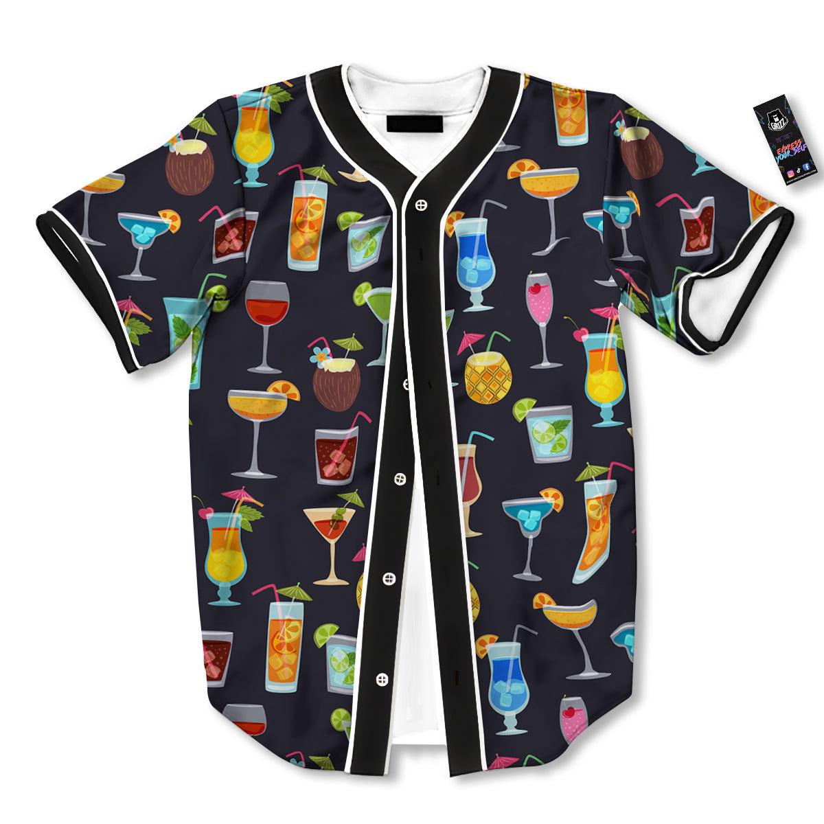 Cocktail Exotic Print Pattern Baseball Jersey-grizzshop