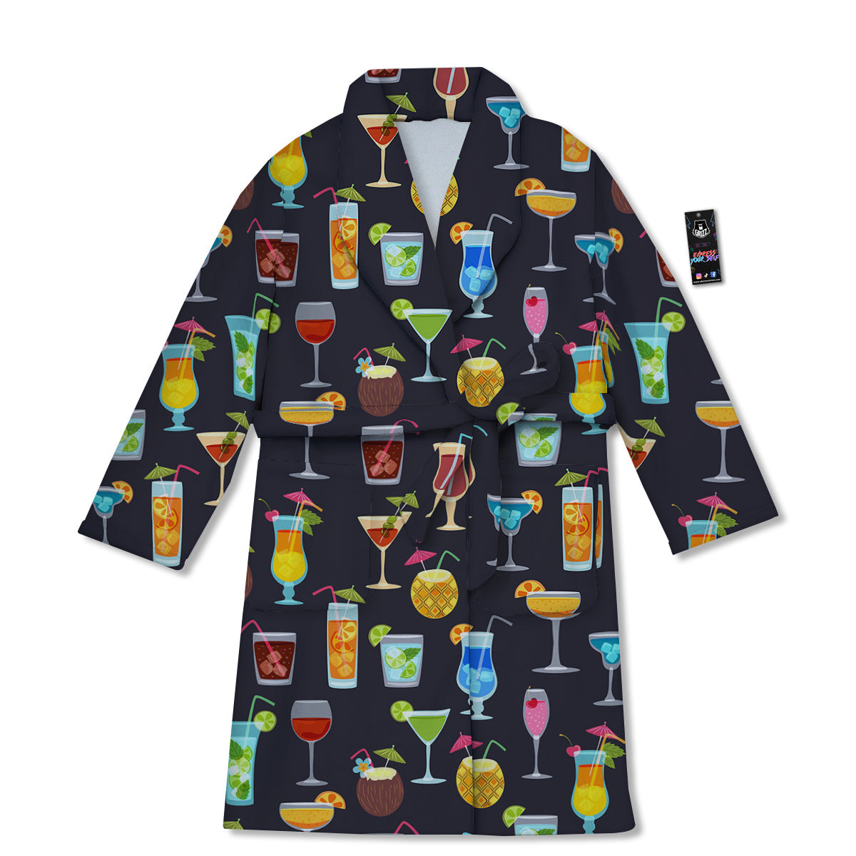 Cocktail Exotic Print Pattern Bathrobe-grizzshop
