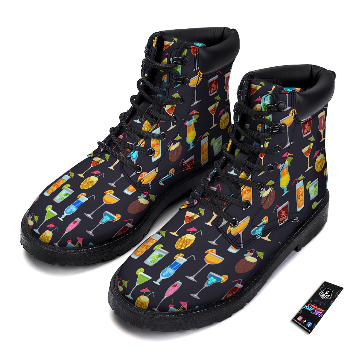 Cocktail Exotic Print Pattern Boots-grizzshop