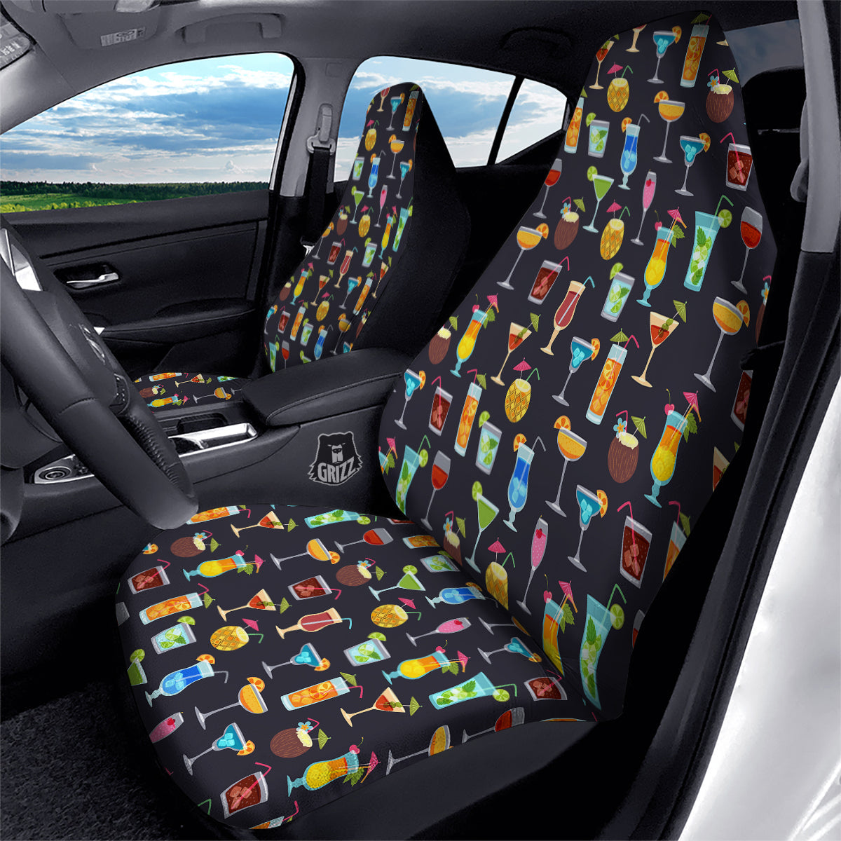 Cocktail Exotic Print Pattern Car Seat Covers-grizzshop