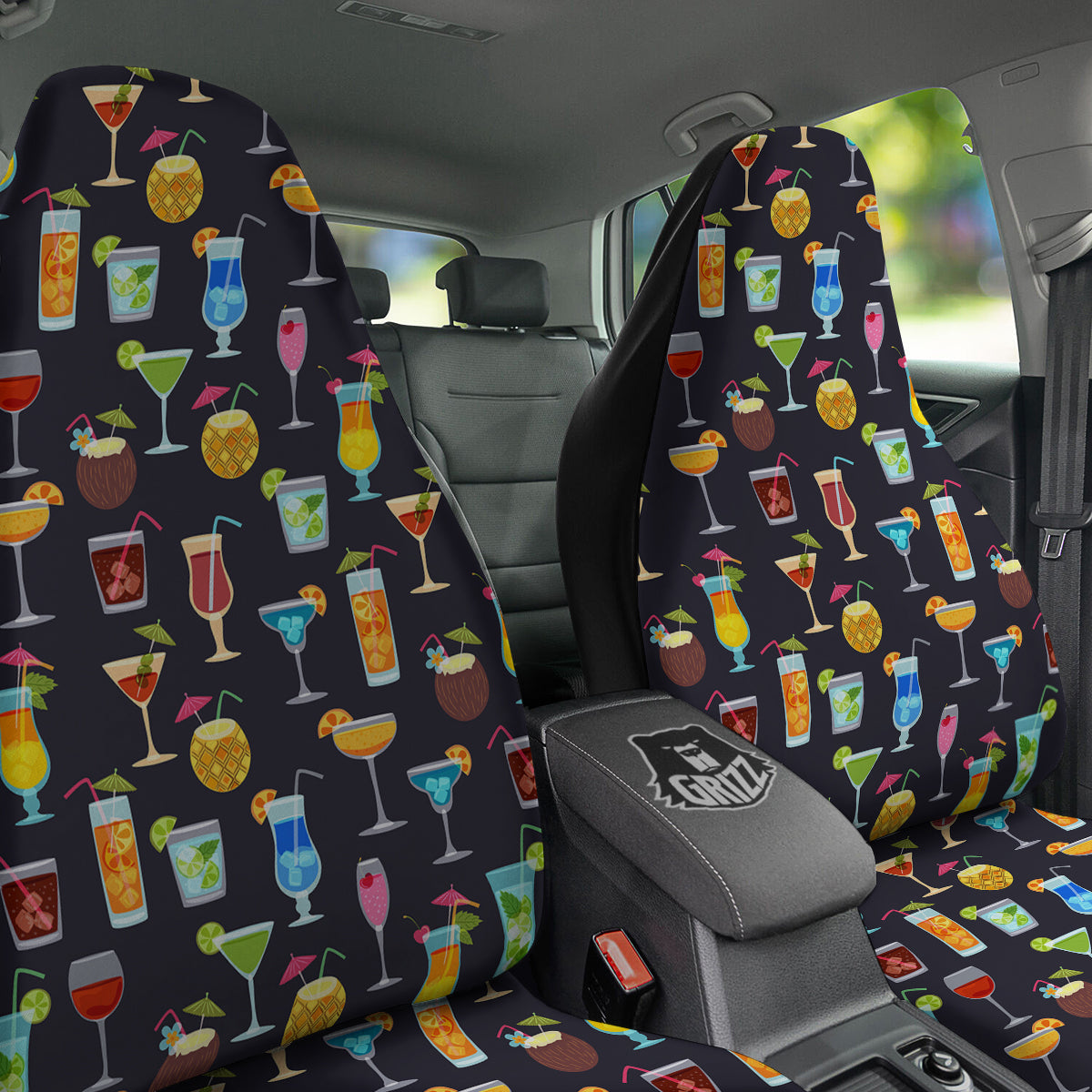 Cocktail Exotic Print Pattern Car Seat Covers-grizzshop