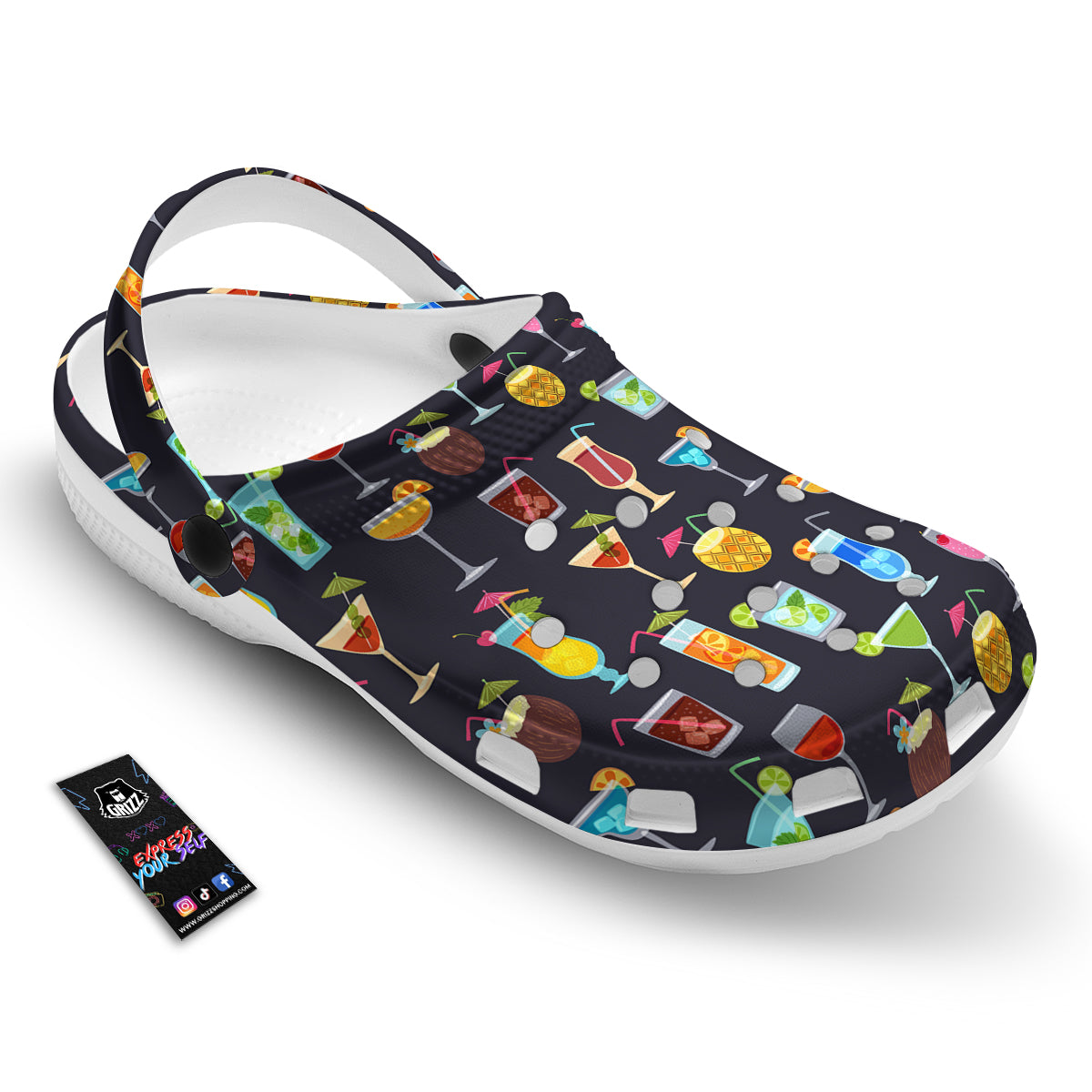 Cocktail Exotic Print Pattern Clog-grizzshop