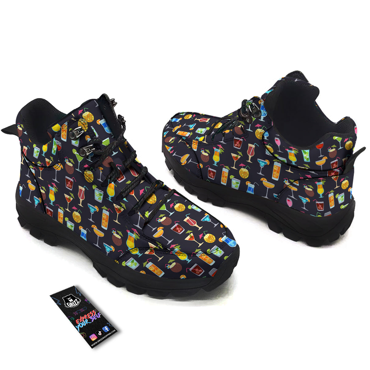 Cocktail Exotic Print Pattern Hiking Shoes-grizzshop