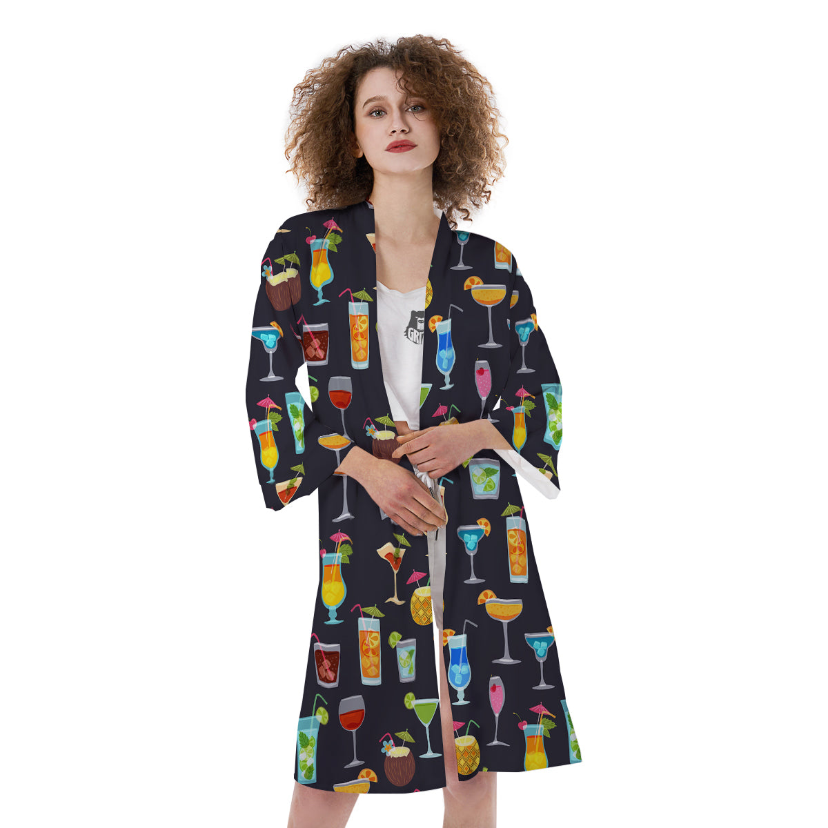Cocktail Exotic Print Pattern Kimono-grizzshop