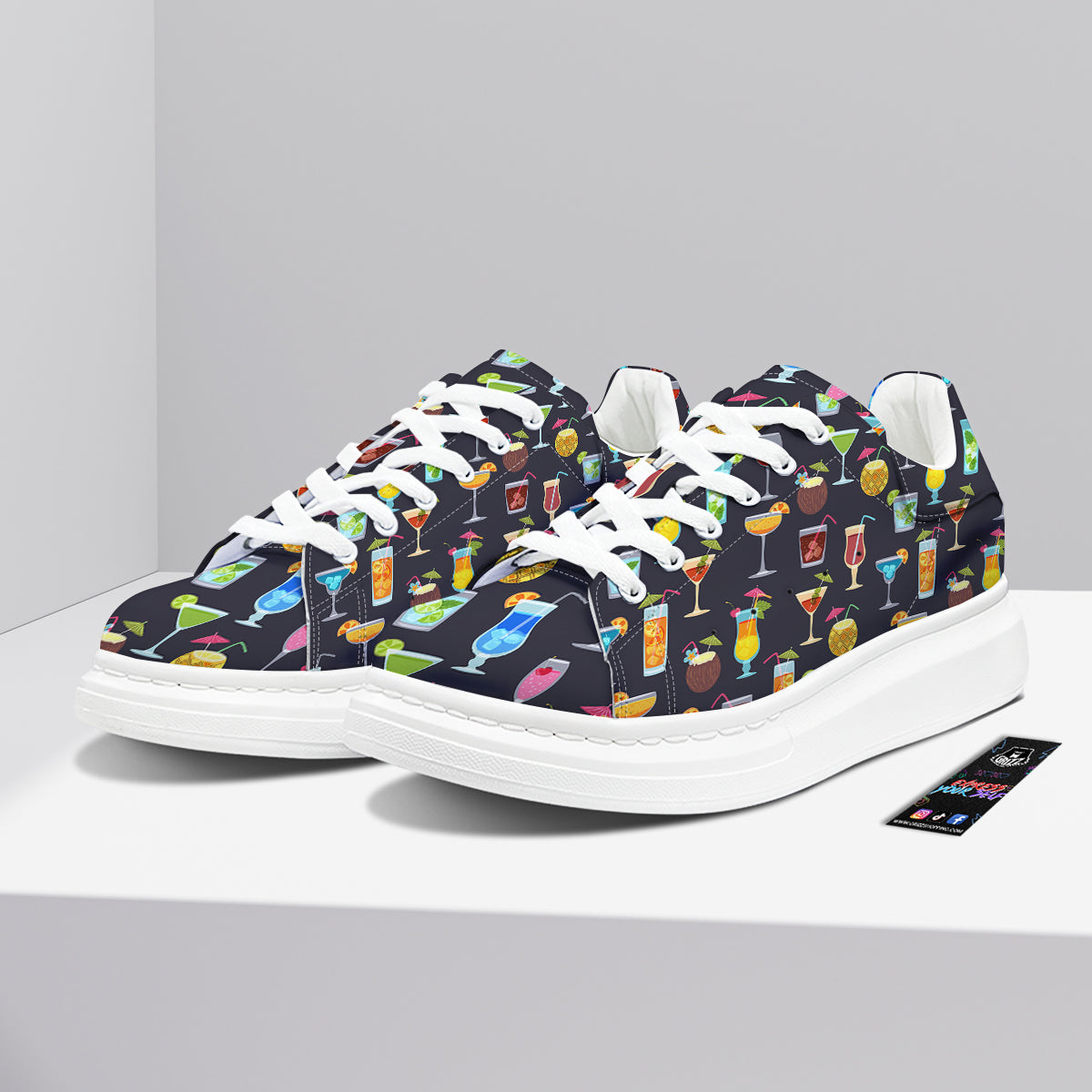 Cocktail Exotic Print Pattern Platform Shoes-grizzshop