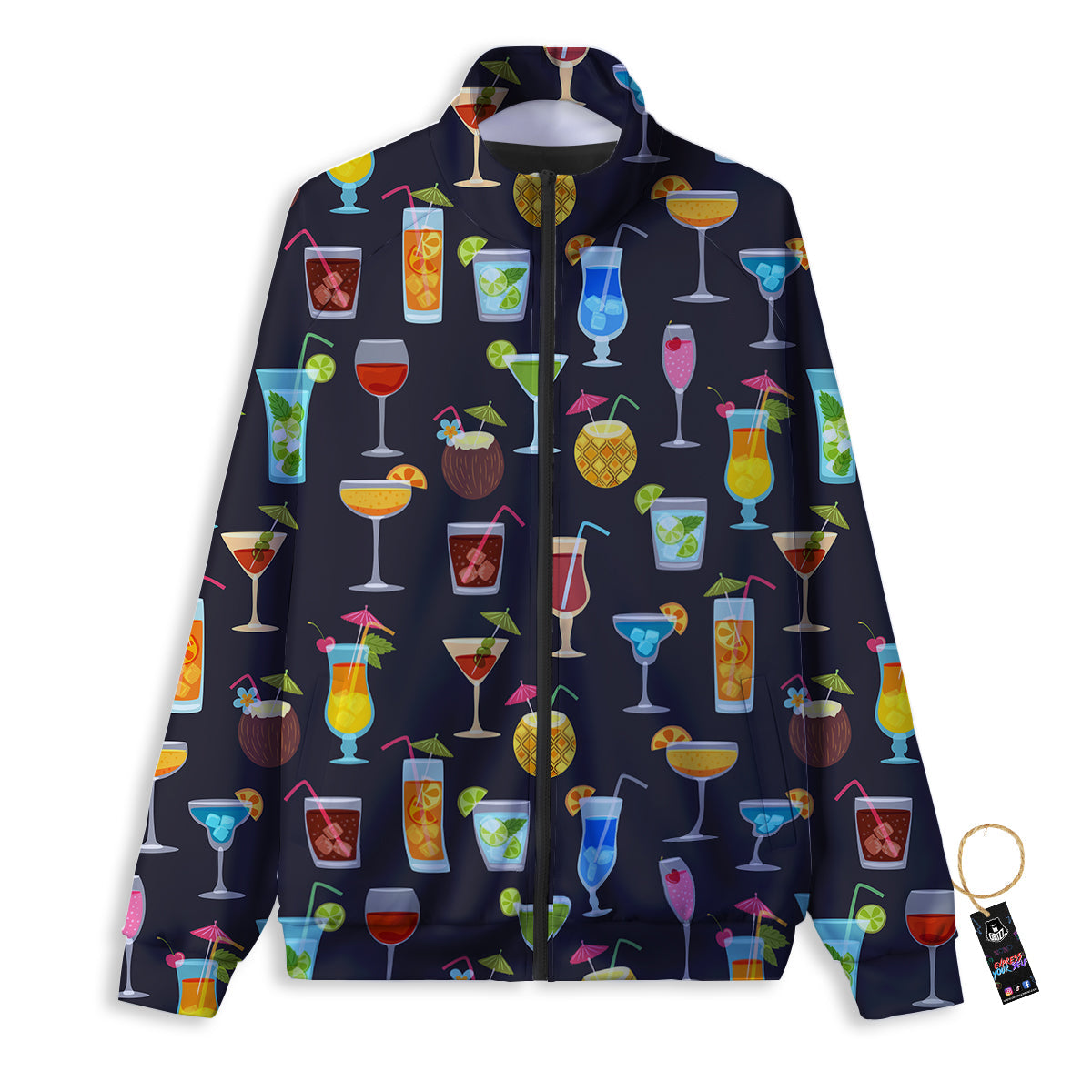 Cocktail Exotic Print Pattern Track Jacket-grizzshop
