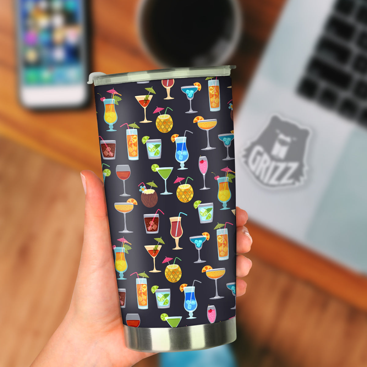 Cocktail Exotic Print Pattern Tumbler-grizzshop
