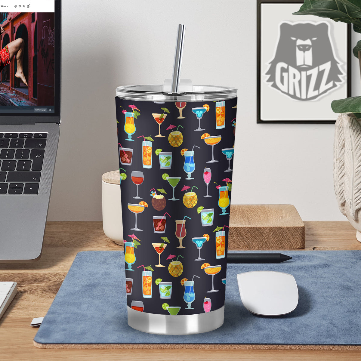 Cocktail Exotic Print Pattern Tumbler-grizzshop