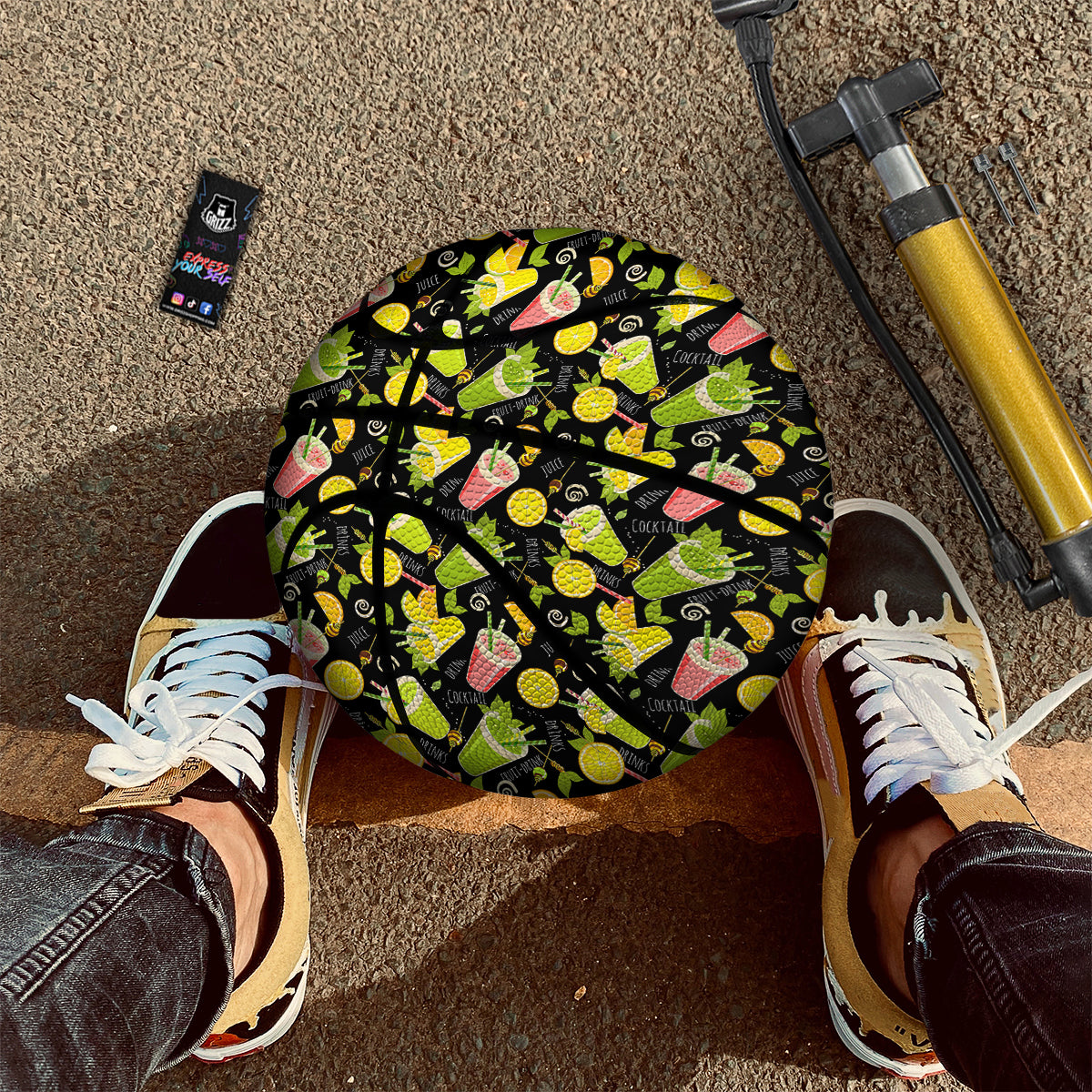 Cocktail Lemon Print Pattern Basketball-grizzshop