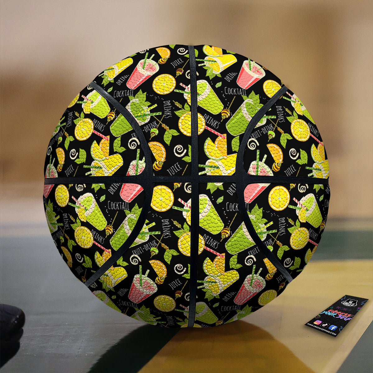Cocktail Lemon Print Pattern Basketball-grizzshop