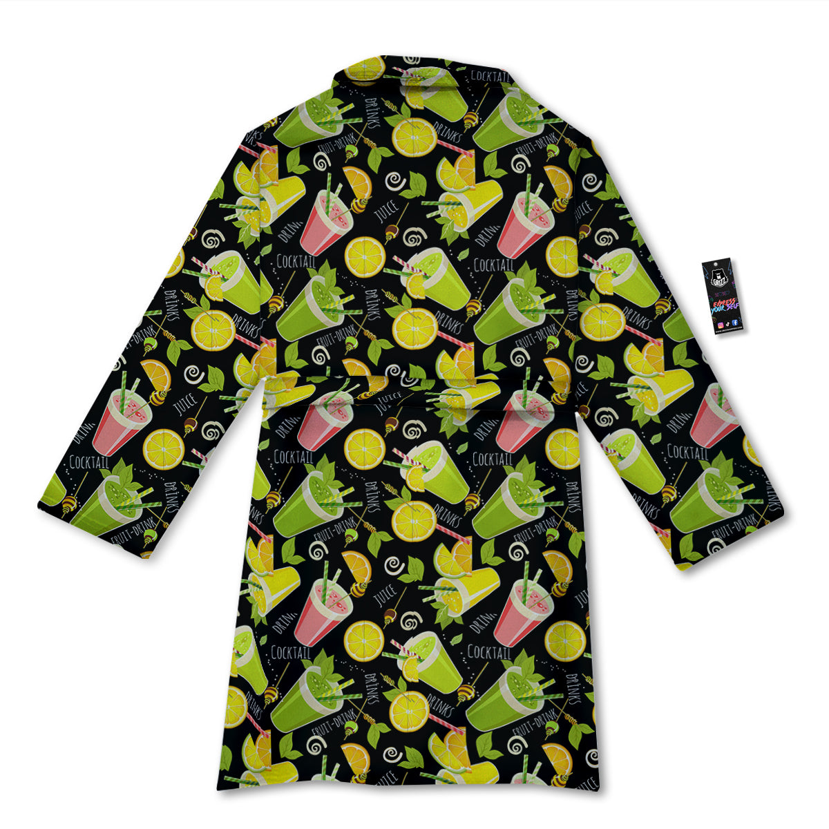 Cocktail Lemon Print Pattern Bathrobe-grizzshop