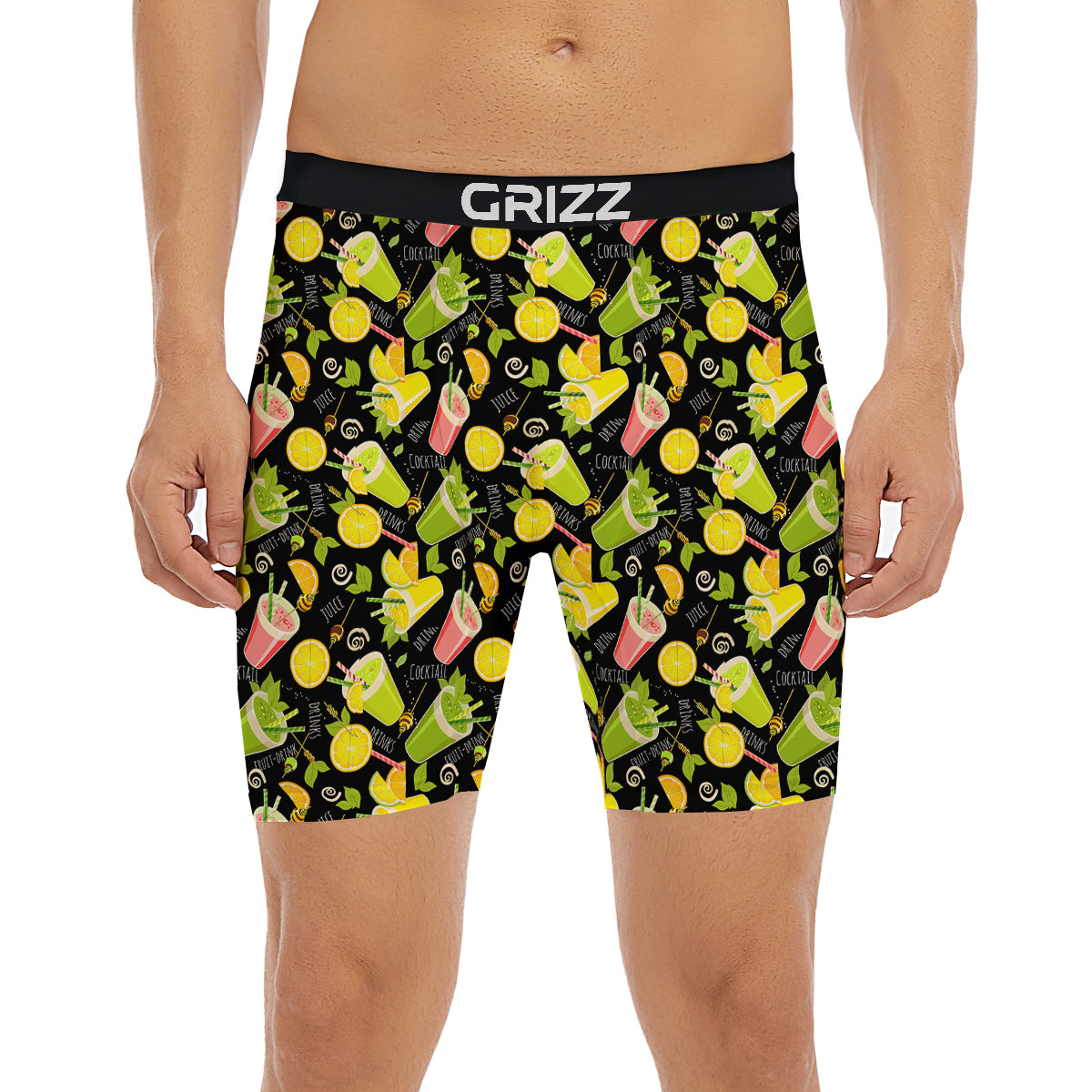 Cocktail Lemon Print Pattern Boxer Briefs-grizzshop