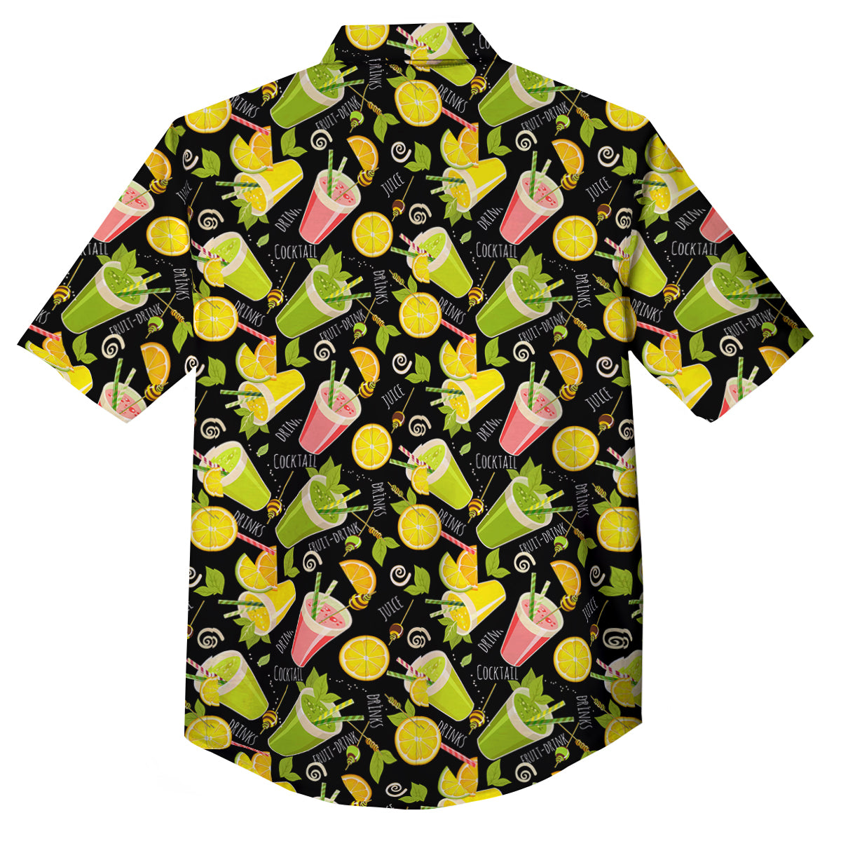 Cocktail Lemon Print Pattern Button Up Shirt-grizzshop