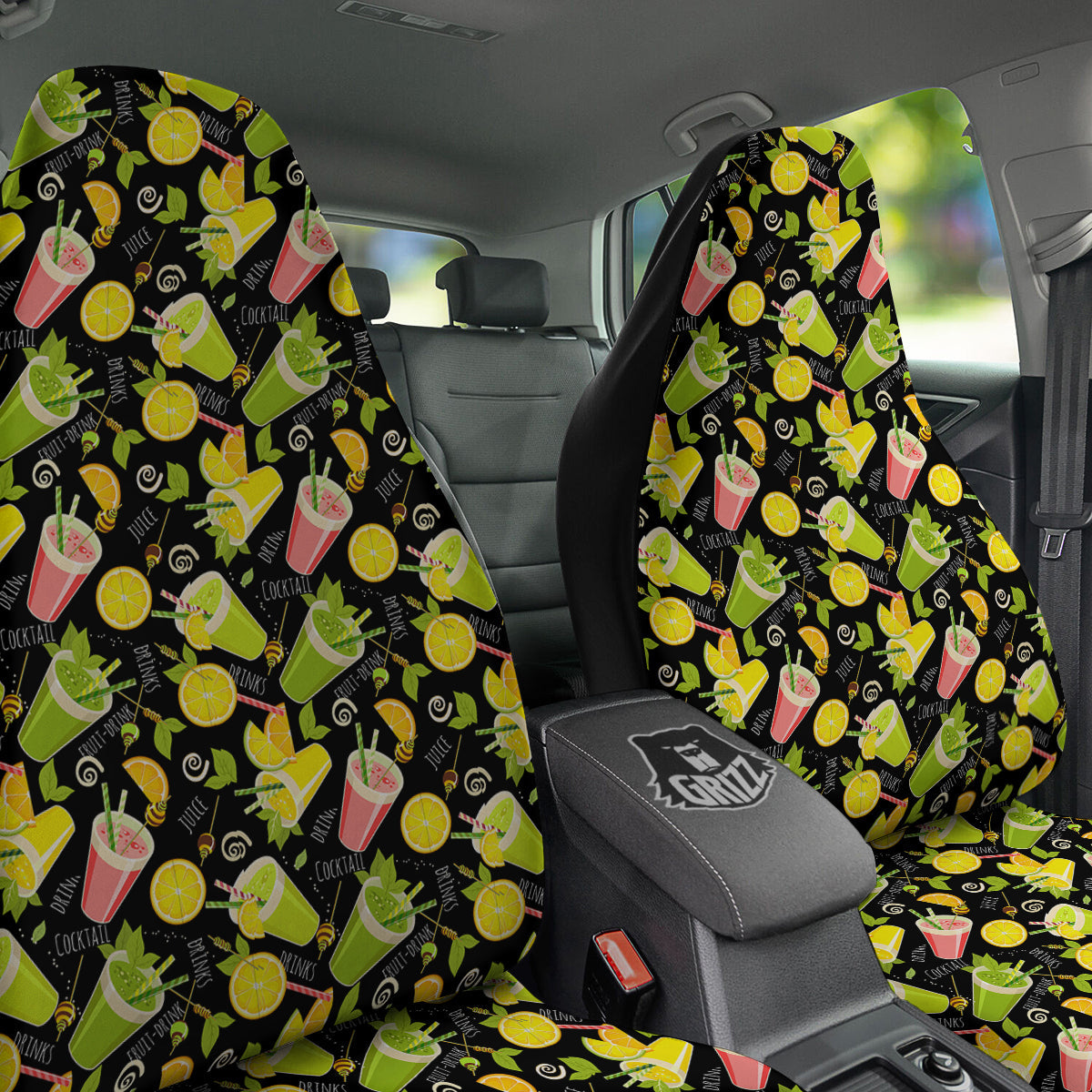 Cocktail Lemon Print Pattern Car Seat Covers-grizzshop