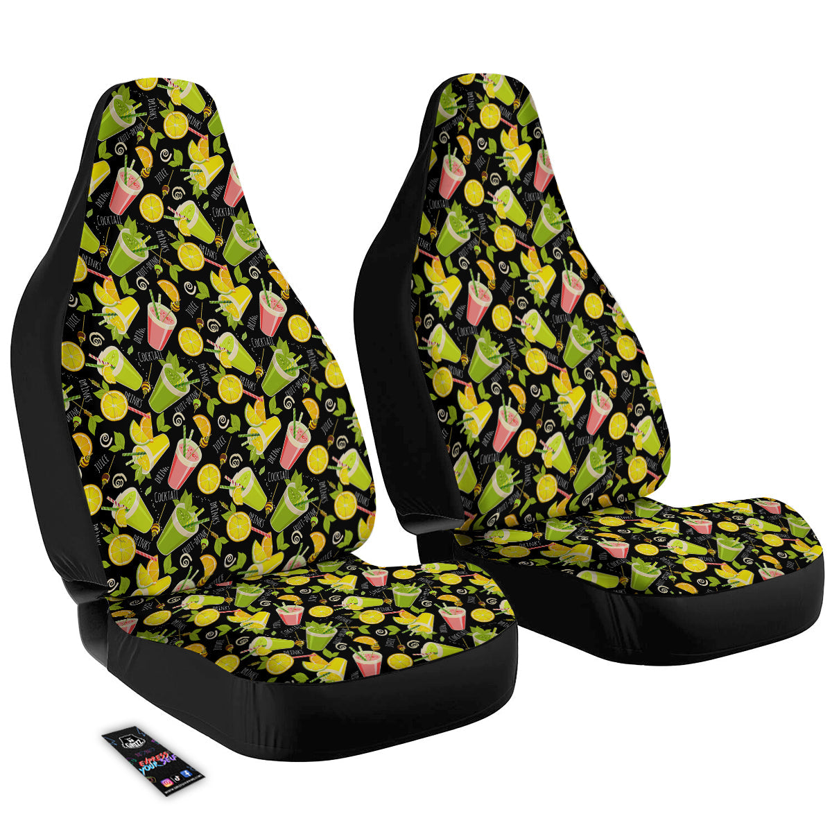 Cocktail Lemon Print Pattern Car Seat Covers-grizzshop