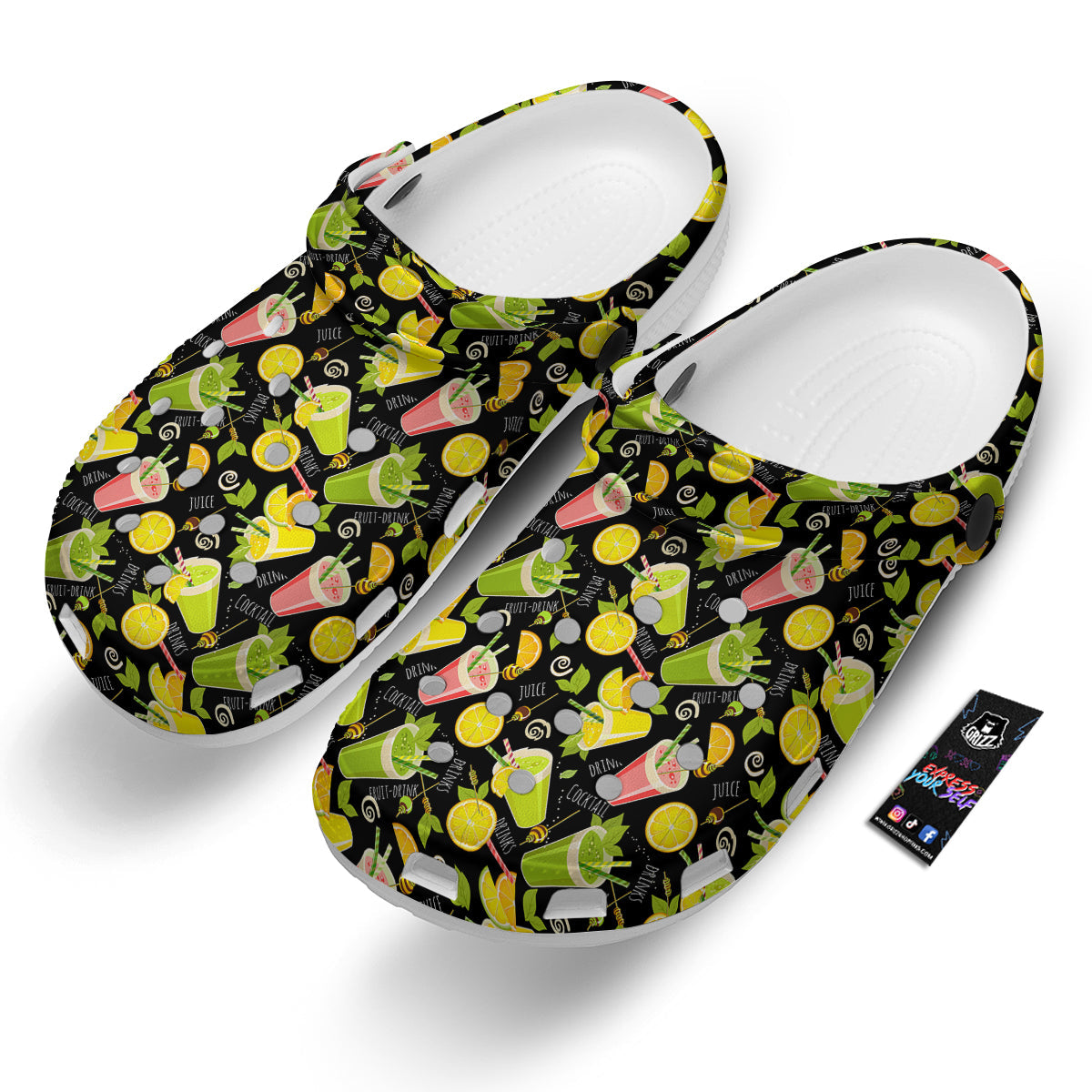 Cocktail Lemon Print Pattern Clog-grizzshop