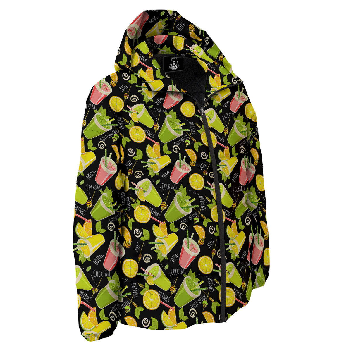 Cocktail Lemon Print Pattern Down Jacket-grizzshop
