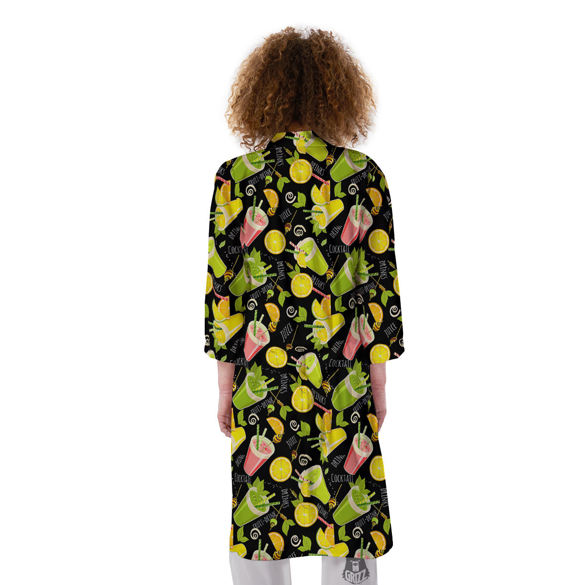 Cocktail Lemon Print Pattern Kimono-grizzshop