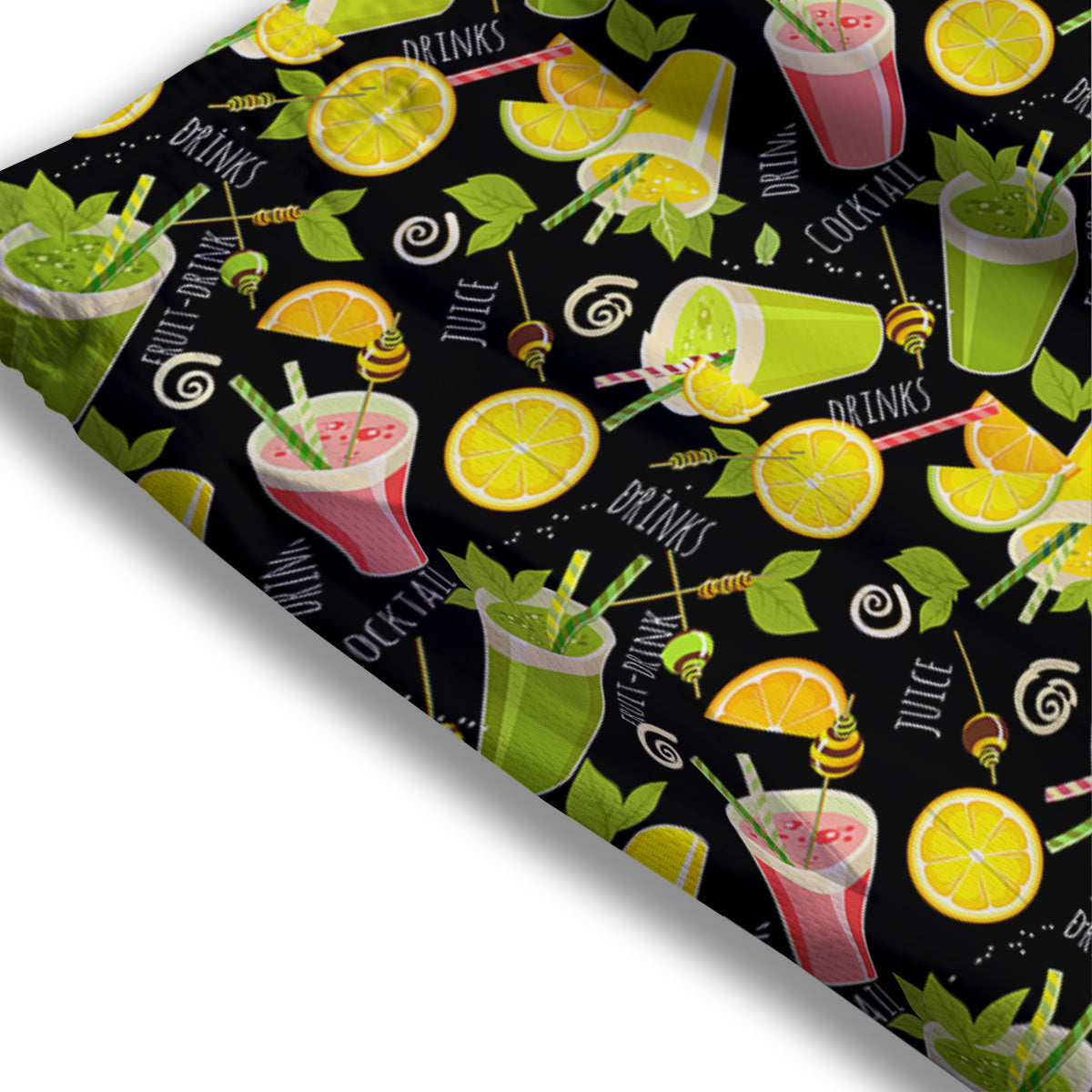 Cocktail Lemon Print Pattern Mesh Shorts-grizzshop