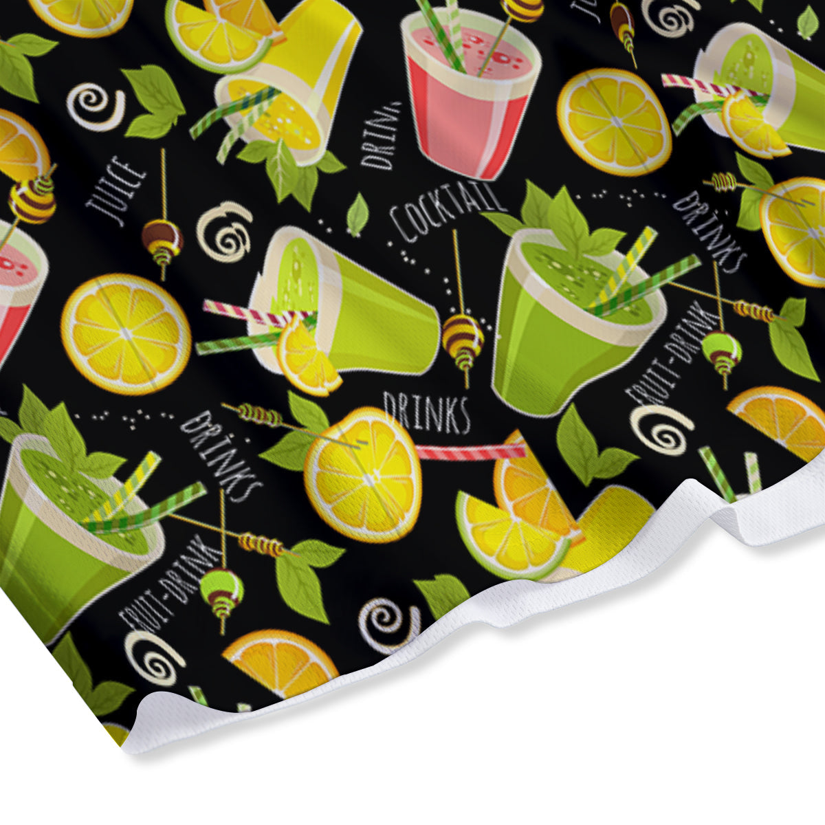 Cocktail Lemon Print Pattern Mesh Shorts-grizzshop