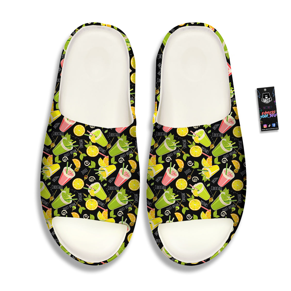 Cocktail Lemon Print Pattern Sandals-grizzshop