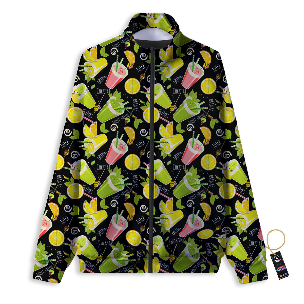 Cocktail Lemon Print Pattern Track Jacket-grizzshop