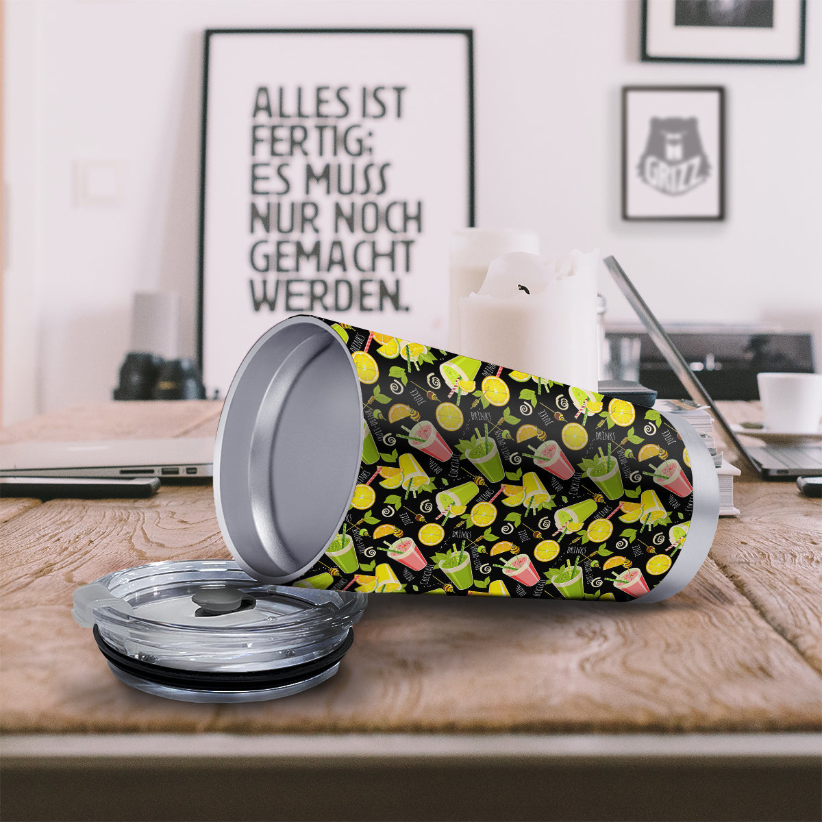 Cocktail Lemon Print Pattern Tumbler-grizzshop