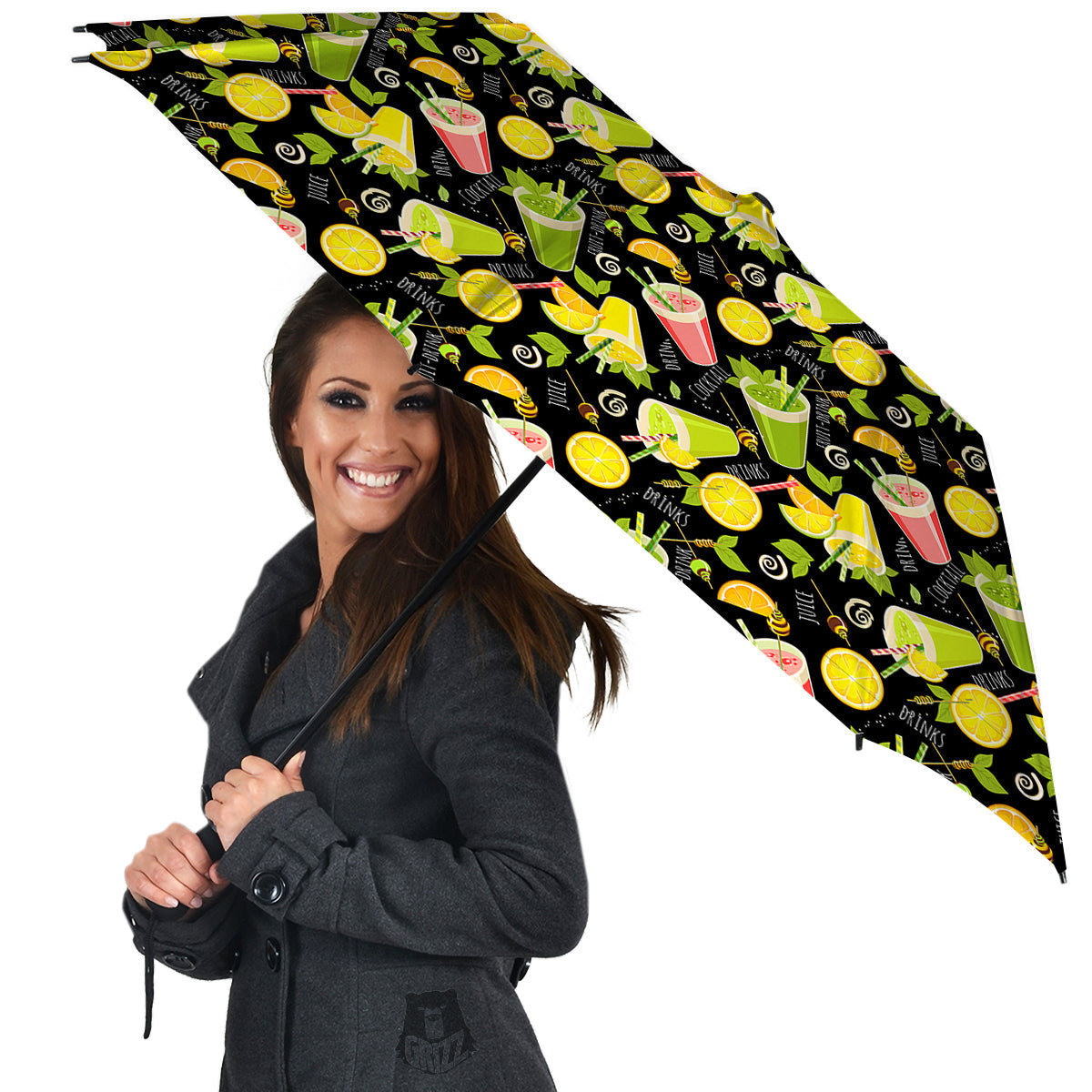 Cocktail Lemon Print Pattern Umbrella-grizzshop
