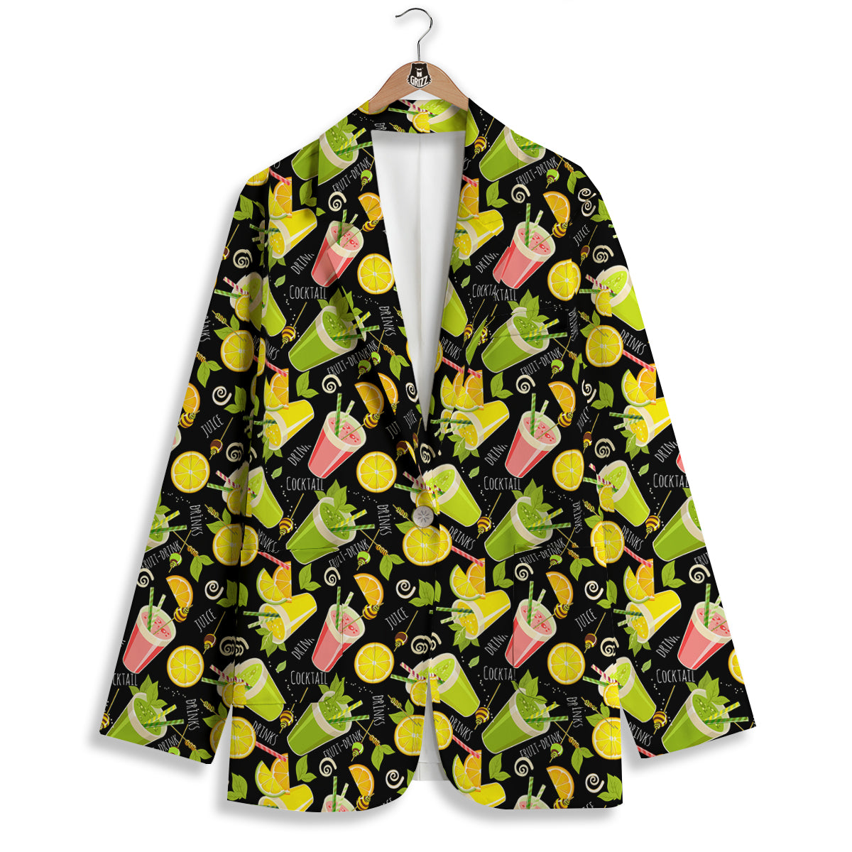 Cocktail Lemon Print Pattern Women's Blazer-grizzshop