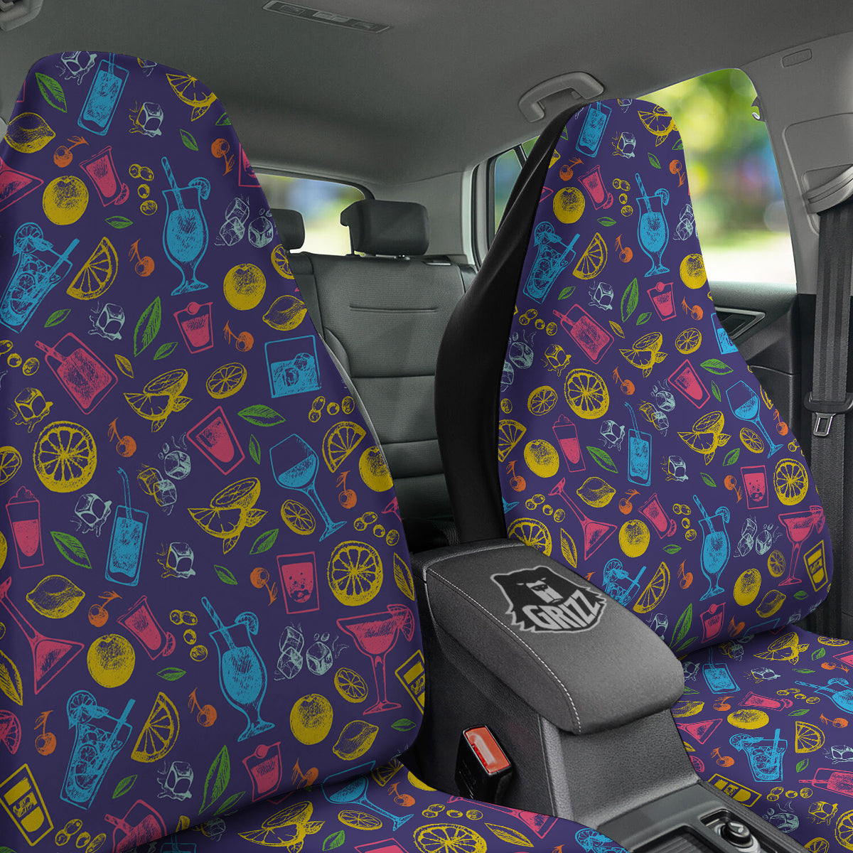 Cocktail Watercolor Print Pattern Car Seat Covers-grizzshop