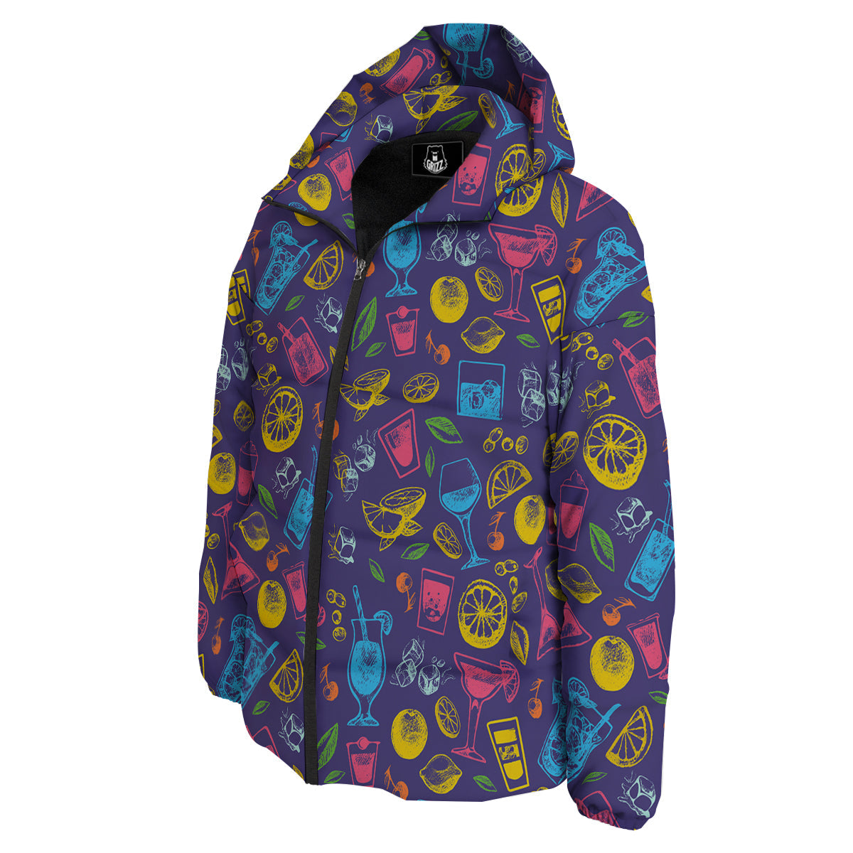 Cocktail Watercolor Print Pattern Down Jacket-grizzshop