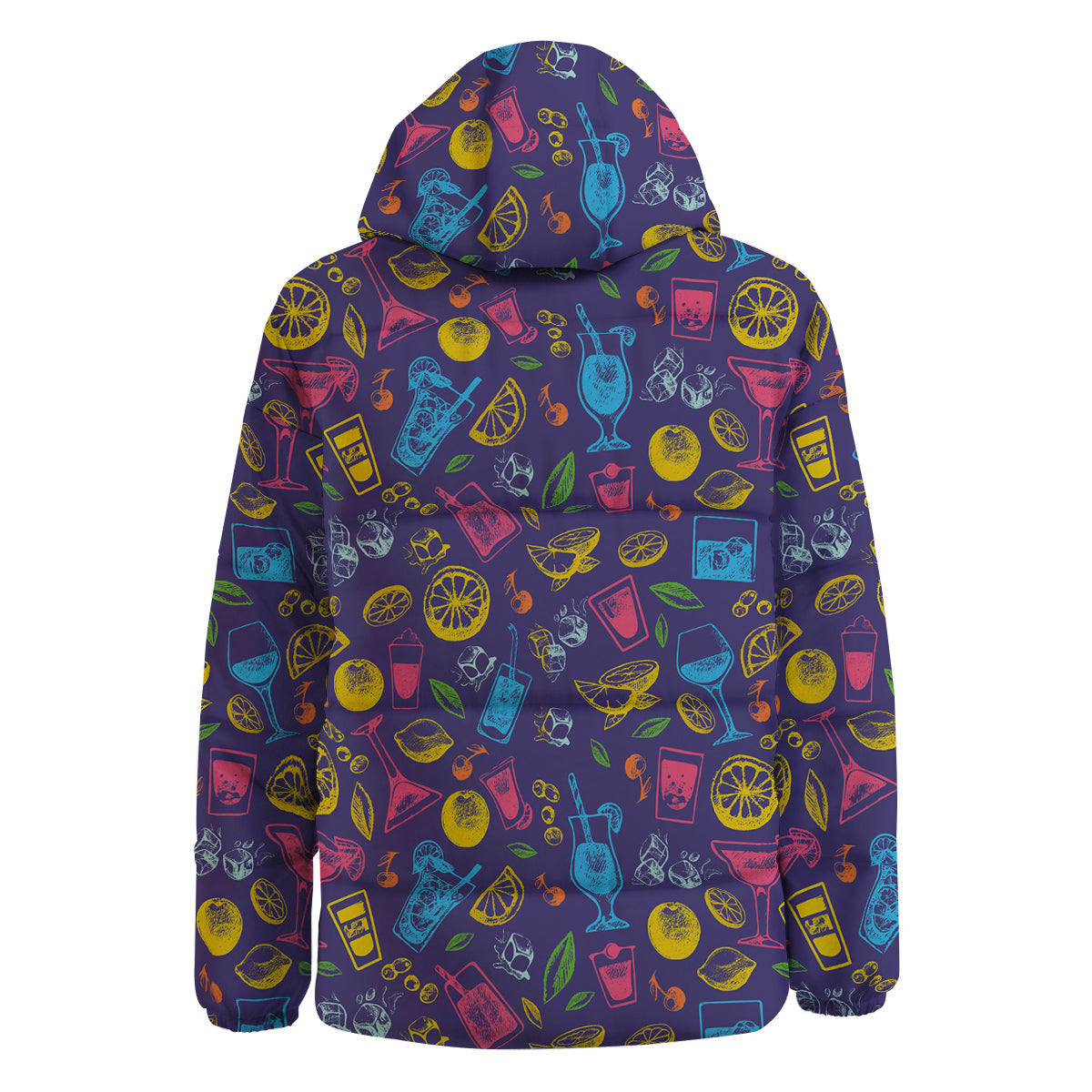 Cocktail Watercolor Print Pattern Down Jacket-grizzshop