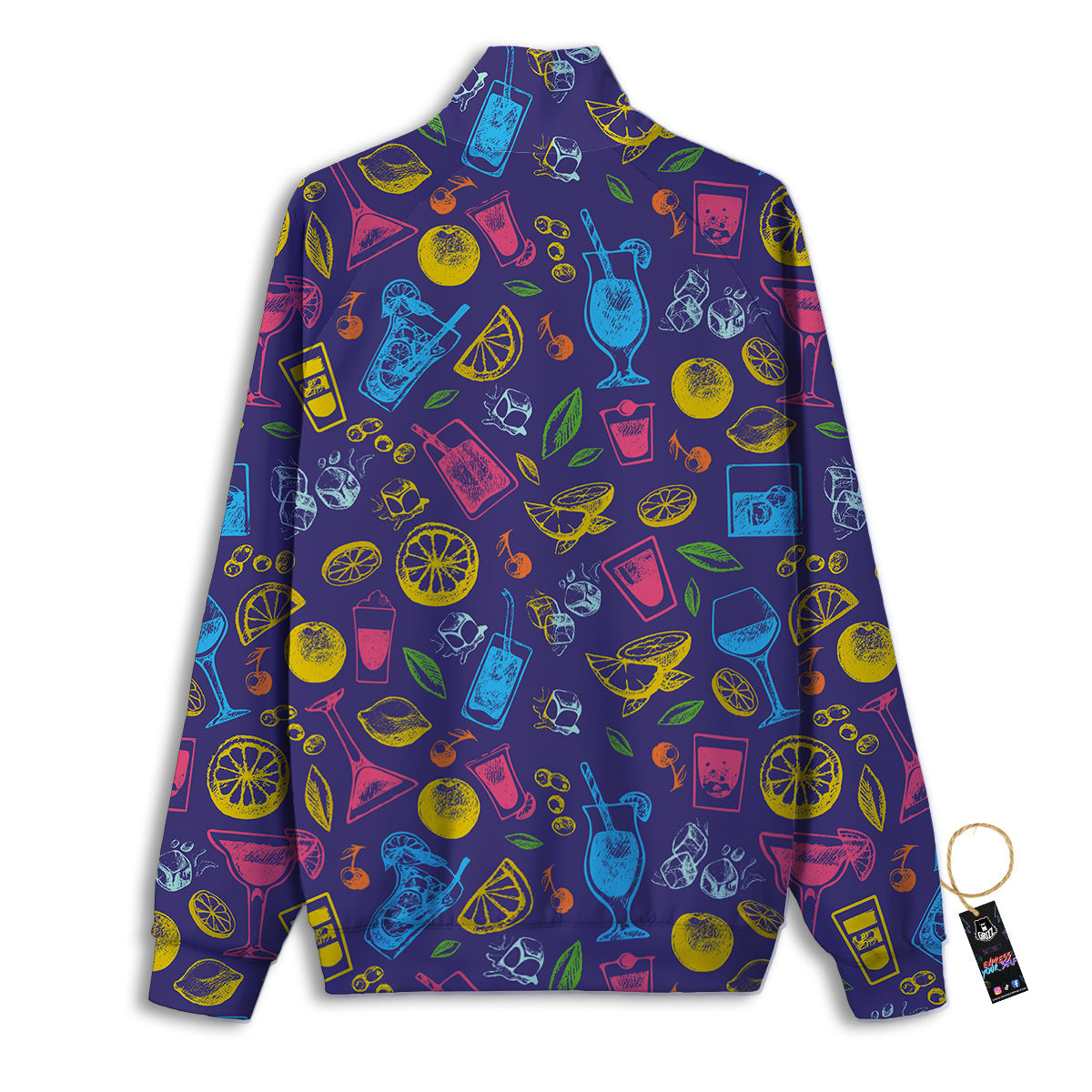 Cocktail Watercolor Print Pattern Track Jacket-grizzshop