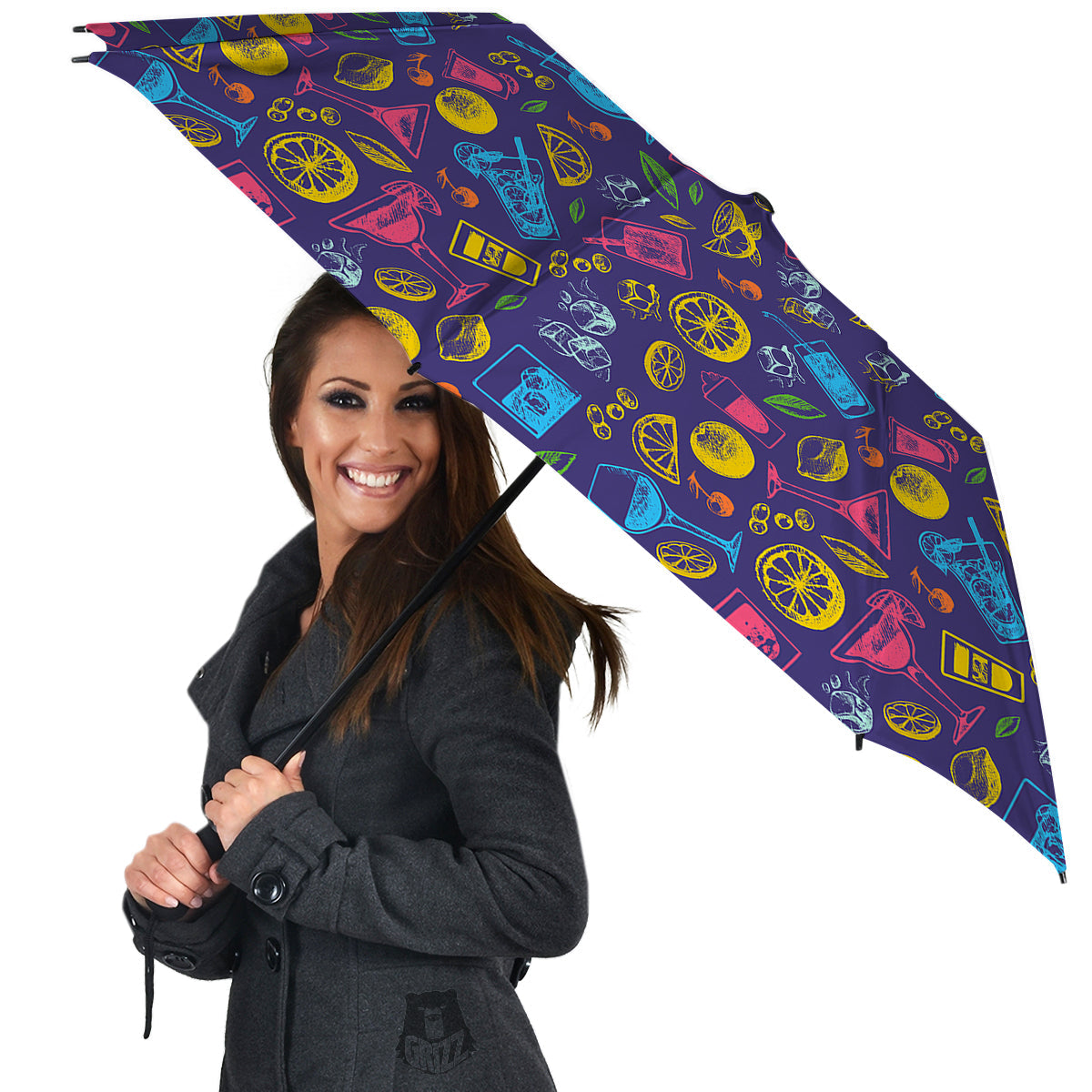 Cocktail Watercolor Print Pattern Umbrella-grizzshop